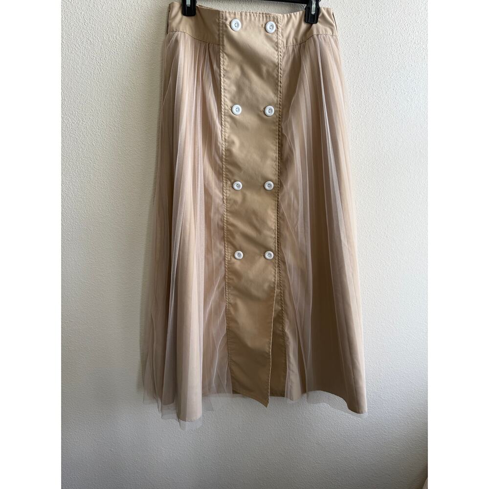 Shein Button High Waist Pleated Skirt Large